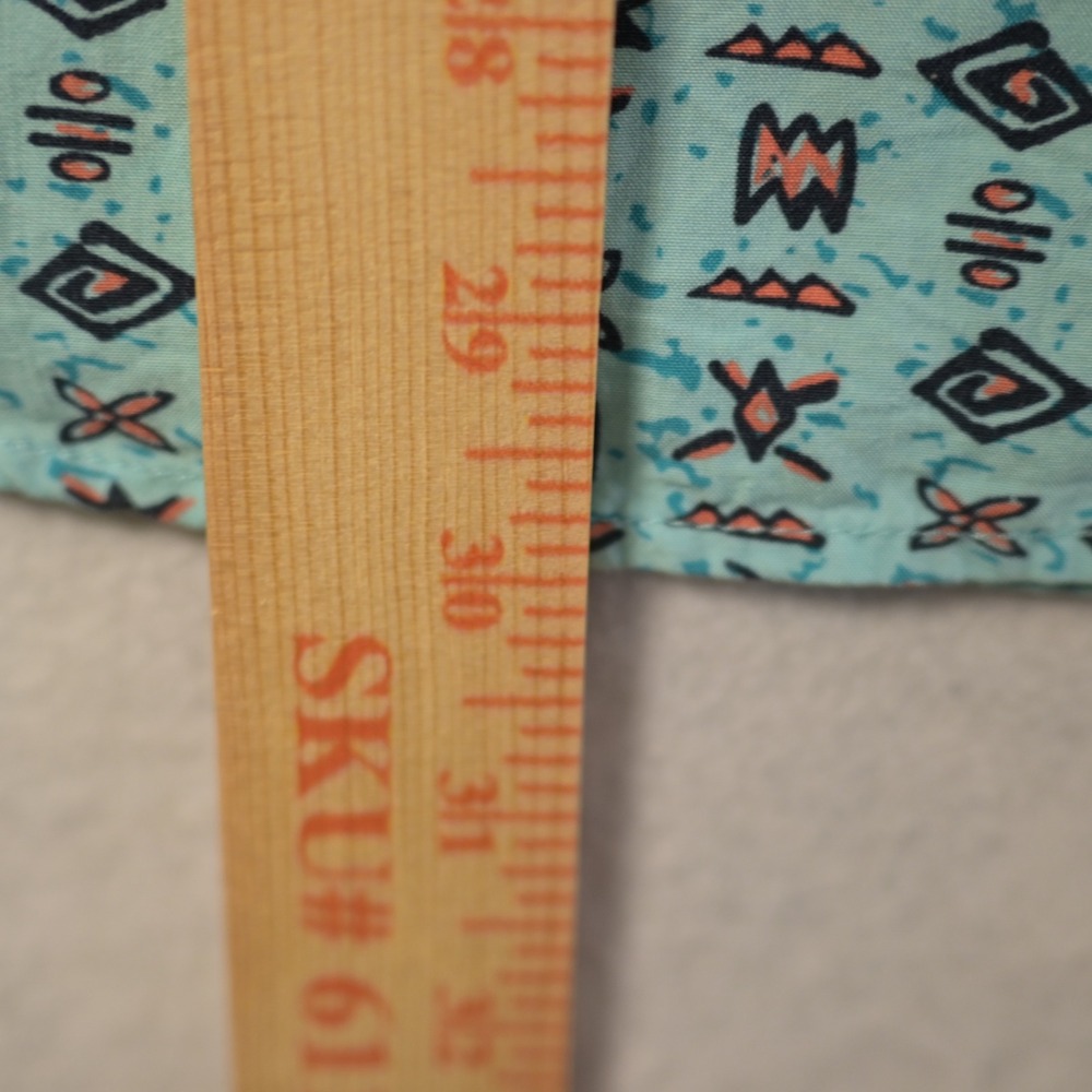 ONeill Mens XL Modern Fit Turquoise Tribal Geometric Print Button Down Shirt - Picture 7 of 8